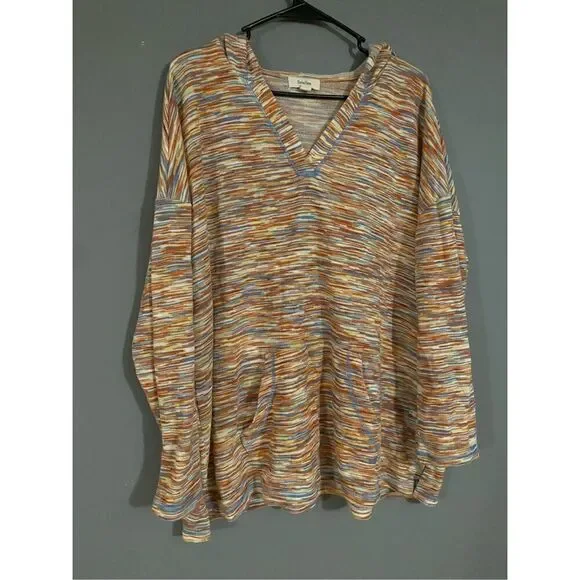 Soleillee Multicolored Pullover Hoooded Sweater Size 2X NWOT - Picture 2 of 6